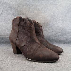 Ash Shoes Womens 40 Bootie Classic Leather Block Heel Pull On Jalouse Distressed